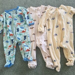 Snugabye Dino and Car Print Footed Onesies